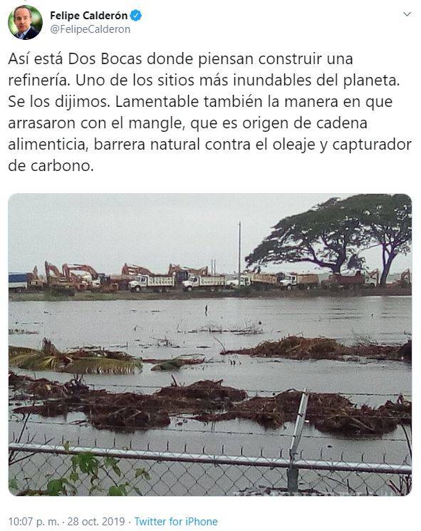 $!AMLO admite que Dos Bocas se inundó, y explica por qué pasó