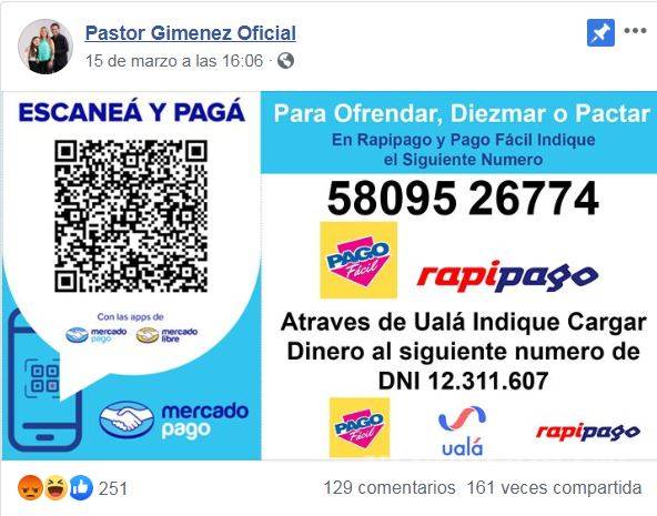 $!Pastor argentino vende gel antibacterial 'bendito'
