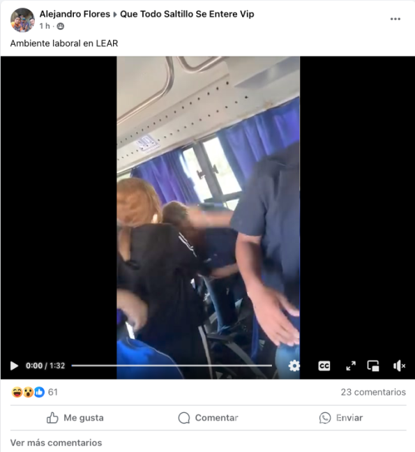 $!El video del altercado entre empleadas de una fábrica, captado en un transporte de personal, se viralizó rápidamente en redes sociales.