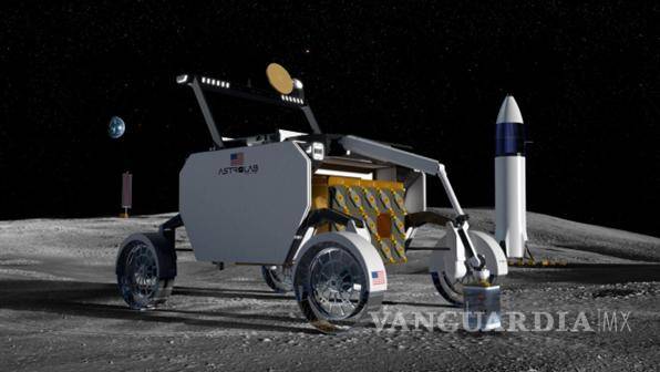 $!El rover de Exploración y Logística Flexible (FLEX) de Astrolab utilizando su brazo robótico para desplegar una pequeña cápsula vegetal en la superficie lunar.