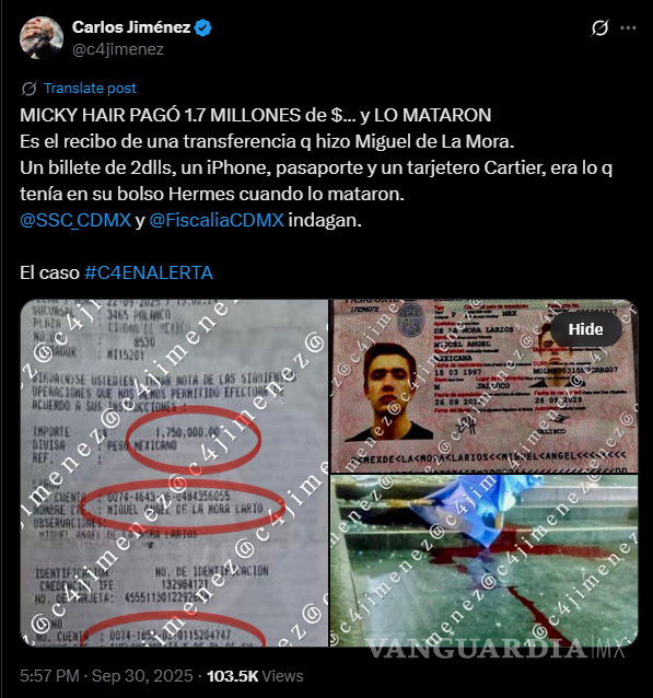 $!Dueño de Micky’s Hair habría hecho una transferencia de 1 millón de pesos previo a asesinato