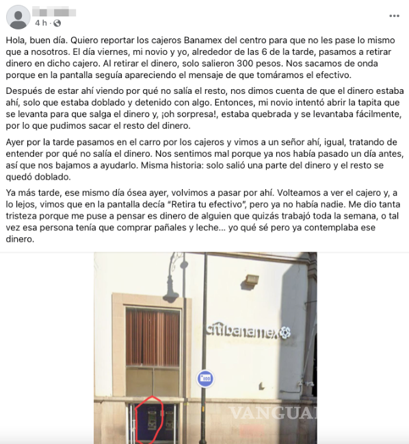$!La joven y su novio reportaron un problema al intentar retirar su dinero de un cajero en Saltillo.