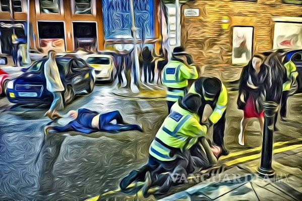 $!Foto de una pelea en Manchester durante año nuevo se vuelve arte en Twitter