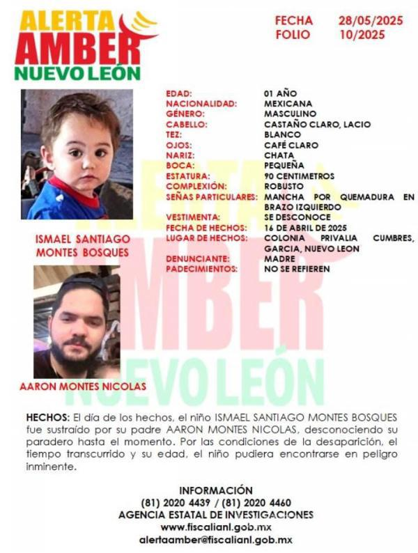 $!Buscan a menor de un año sustraído por su padre, en Nuevo León