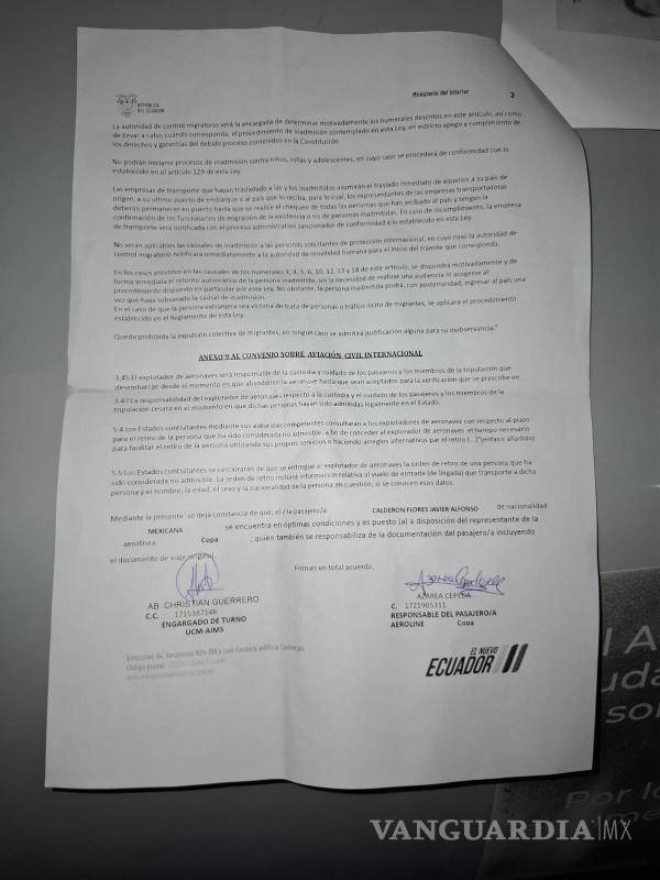 $!Javier Calderón Flores denunció que fue sometido a revisión invasiva en el aeropuerto de Ecuador, sin justificación.