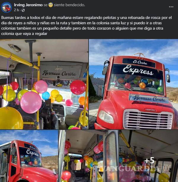 $!El transporte más dulce: chofer reparte regalos y sonrisas.