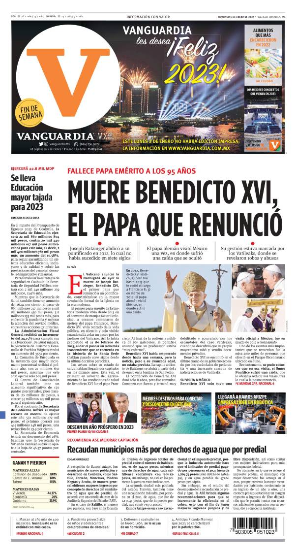 $!En sus 50 años, así publicó VANGUARDIA la muerte de Juan Pablo I y II, Benedicto y Paulo VI