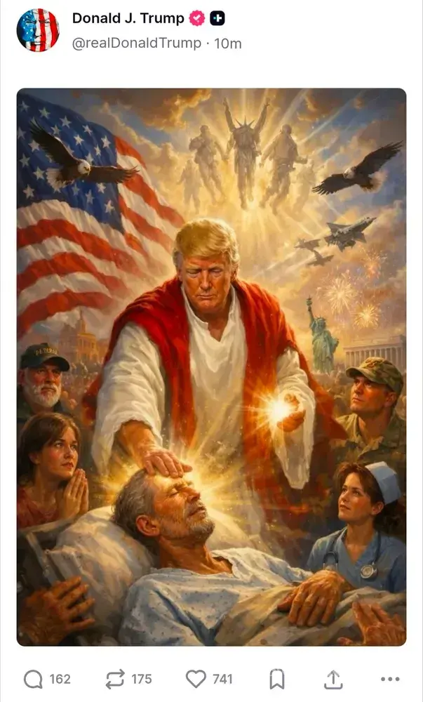 $!Donald Trump publica imagen como Jesucristo tras arremeter contra el Papa León XIV por postura sobre guerra