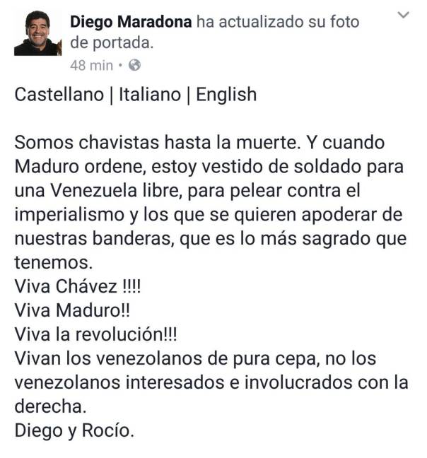 $!Mario Kempes critica postura de Maradona respecto a Venezuela