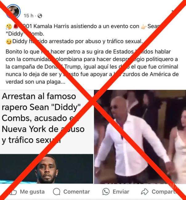 $!El hombre que aparece junto a Kamala Harris, no es el rapero Sean ‘Diddy’ Combs, sino el presentador Montel Williams