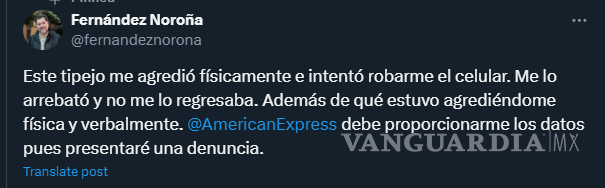 $!Senador Gerardo Fernández Noroña denuncia agresión y robo de celular en el Aeropuerto Internacional de la Ciudad de México