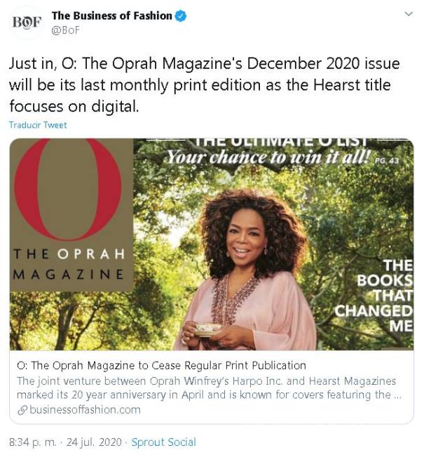 $!Oprah cierra la edición impresa de su revista O Magazine