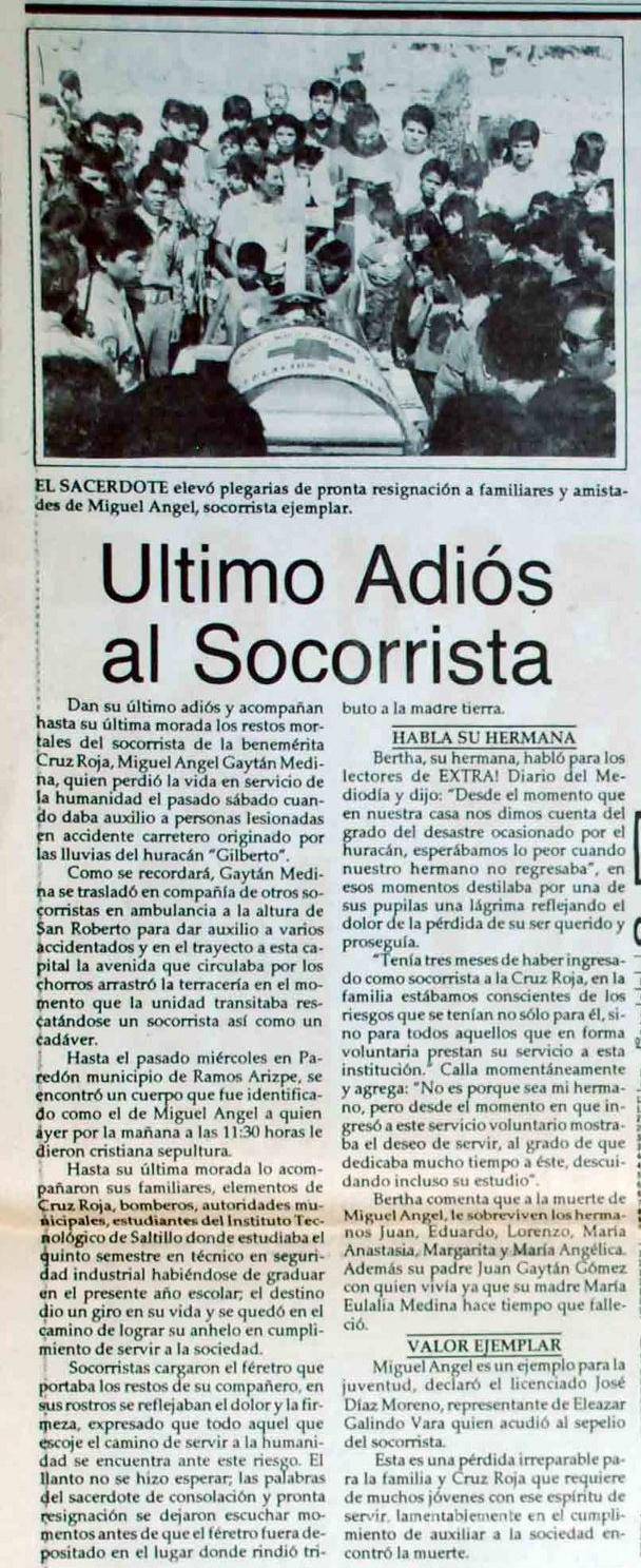 $!Comandantes caídos de la Cruz Roja en Saltillo: Miguel Ángel Gaytán y su pasión por ayudar, a sus 21 años