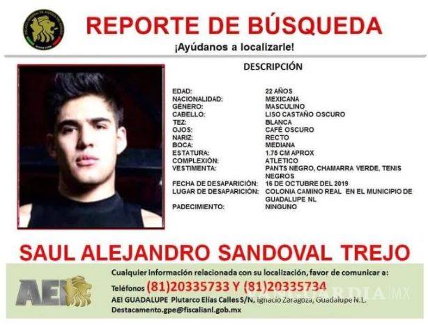 $!Fiscalía de Coahuila colabora en la búsqueda de joven monclovense desaparecido en Monterrey; presumen secuestro