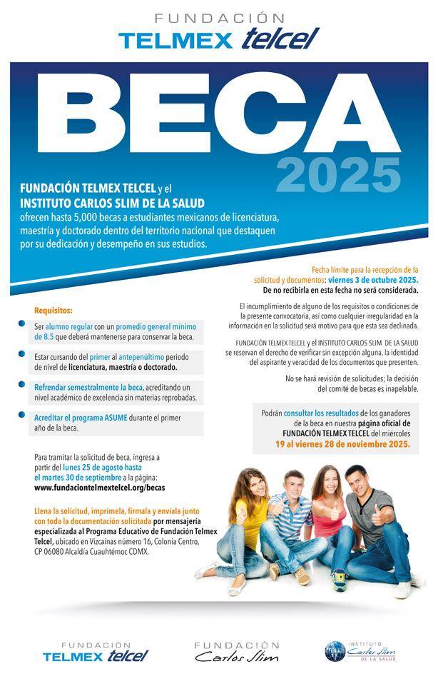 $!Fundación Telmex Telcel e Instituto Carlos Slim ofrecen hasta 5 mil becas para estudiantes mexicanos