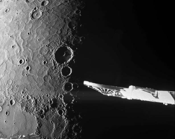 Esta imagen sin fecha, facilitada por la Agencia Espacial Europea, muestra fotografías en primer plano del polo norte de Mercurio captadas por la sonda espacial euro-japonesa BepiColombo.