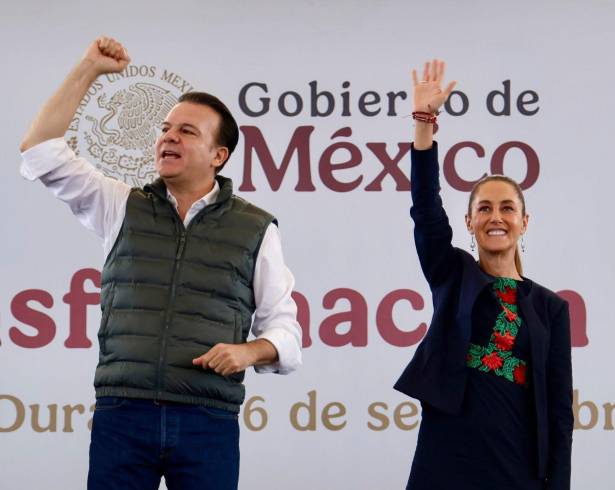 Esteban Villegas, gobernador de Durango, y Claudia Sheinbaum Pardo, presidenta de México