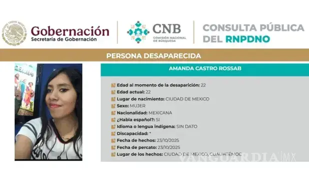 $!La videovigilancia permitió identificar al presunto responsable del feminicidio de Amanda Castro Rossab, cuyo cuerpo fue hallado el 24 de octubre.