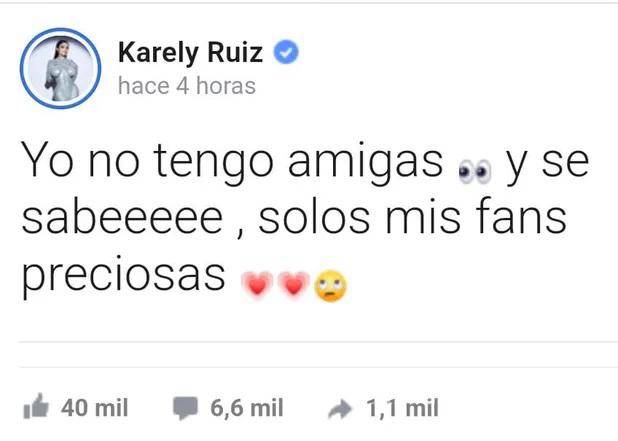 $!‘Yo NO tengo amigas’, dice Karely Ruiz tras mensaje de la ex de Santa Fe Klan