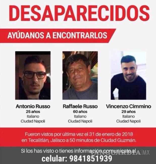 $!Italianos desaparecidos en Jalisco fueron detenidos por policías, revelan audios