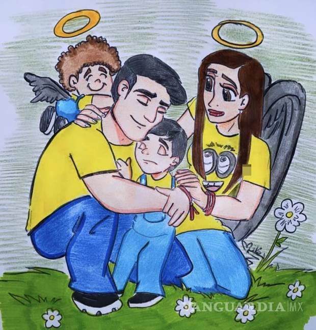 $!Ilustración que representa a la familia de la maestra Cristina.
