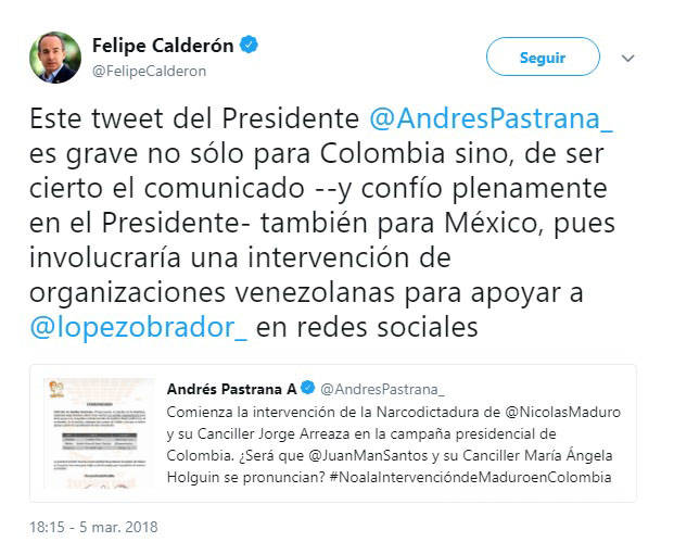$!Difunde Felipe Calderón noticia falsa contra AMLO
