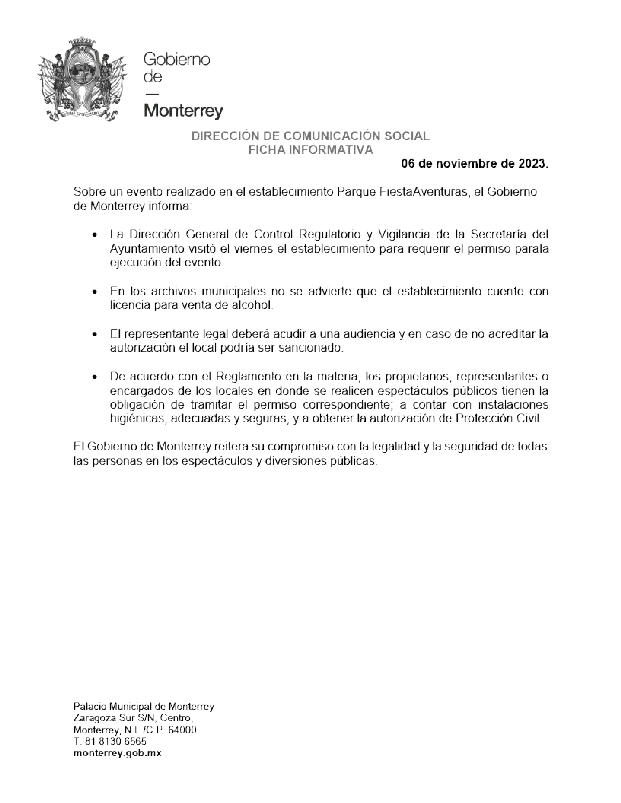 $!El ayuntamiento encabezado por el alcalde Luis Donaldo Colosio informó de los resultados a la inspección al Parque Aventuras. FOTO: ESPECIAL