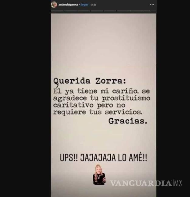 $!'Querida Zorra se agradece tu prostitutismo', le dice Andrea Legarreta a mujer que se le resbala a Erick Rubín