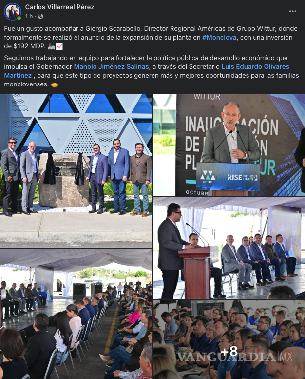 $!El alcalde, Carlos Villarreal, destacó la colaboración con el Gobierno del Estado para la atracción de más empresas a invertir en la región.