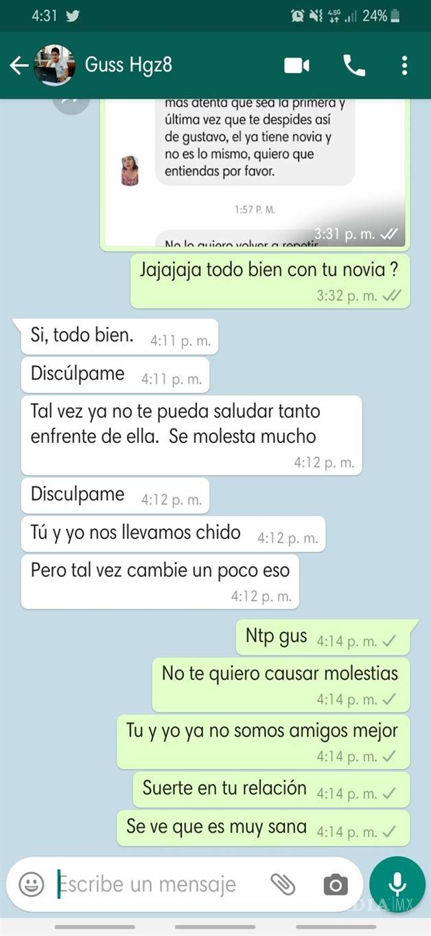 $!"Que sea la última vez que te despides así de Gustavo, él ya tiene novia", amor 'tóxico' se viraliza