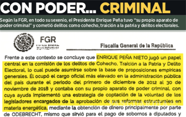 $!Fiscalía General de República acusa a Enrique Peña Nieto de traición a la patria y ser líder de grupo criminal
