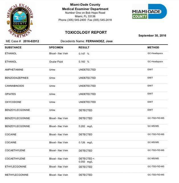 $!Autopsia de José Fernández revela que había consumido cocaína momentos antes de su muerte