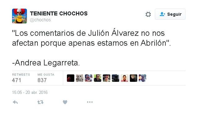 $!Andrea Legarreta apoya a Julión Álvarez y enfurece a las mexicanas