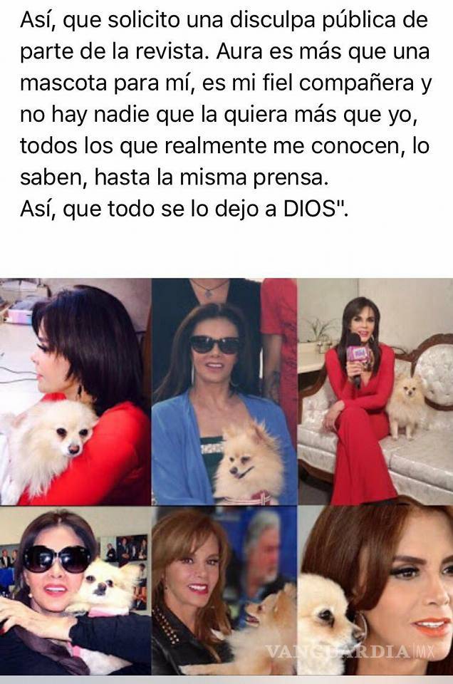 $!"Nunca he maltratado a animales", aclara Lucía Méndez