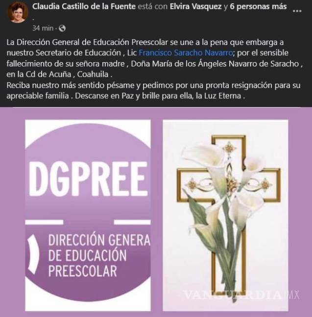$!Fallece María de los Ángeles Navarro, madre del secretario de Educación en Coahuila