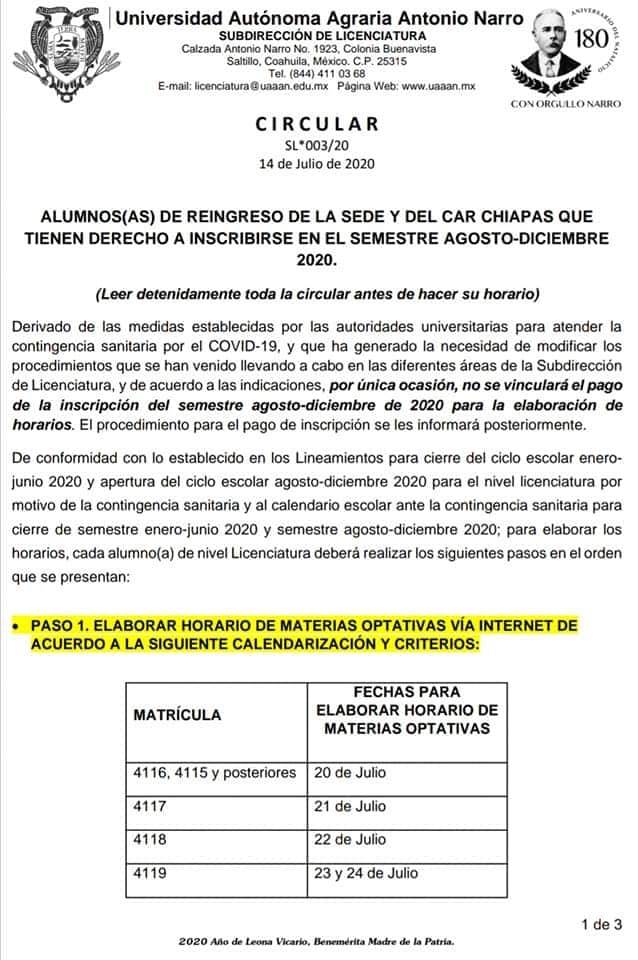 $!Será virtual el regreso a clases en Universidad Agraria de Saltillo