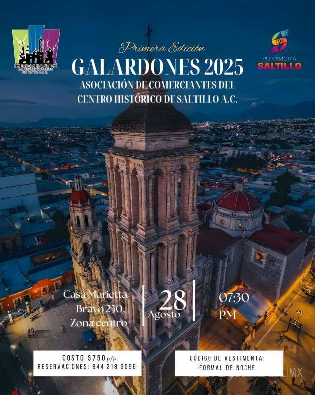 $!Flyer oficial del evento de reconocimiento a comerciantes destacados del Centro Histórico de Saltillo, que se realizará el 28 de agosto en Casa Marietta.