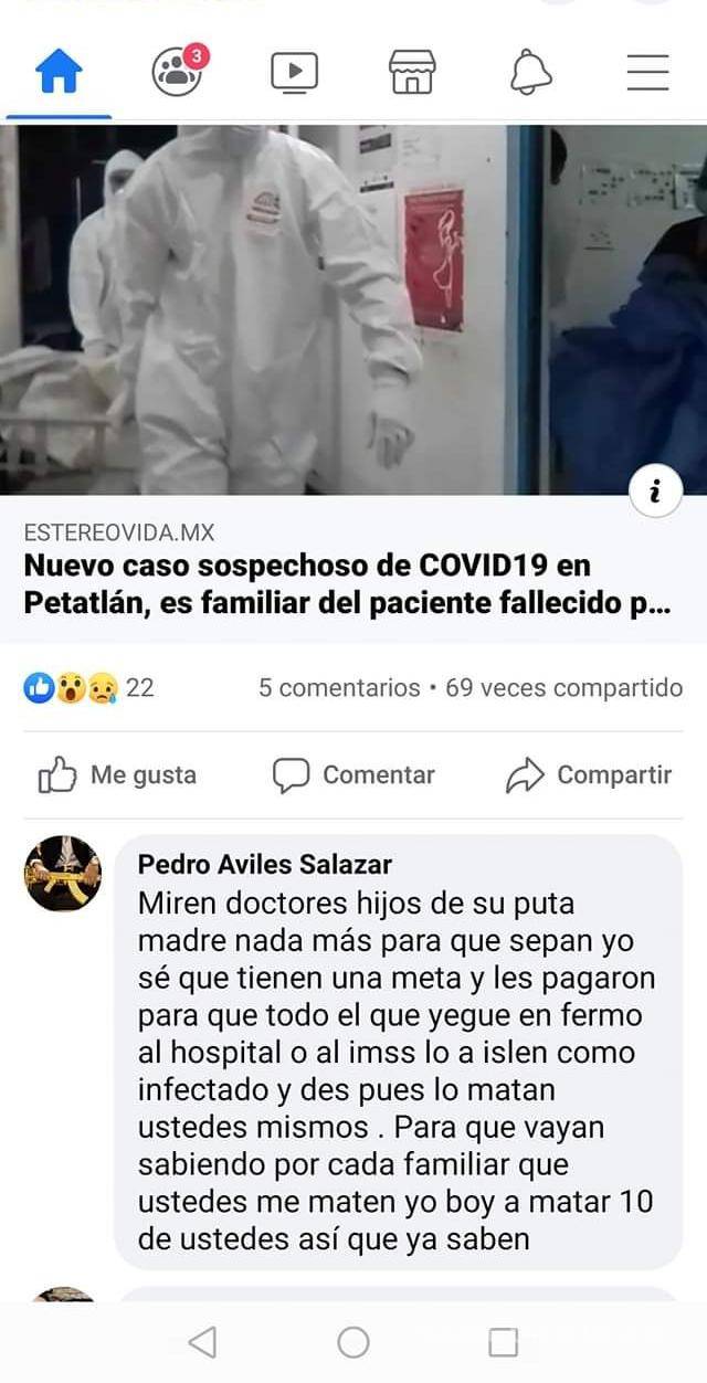 $!Narco amenaza con matar a 10 médicos por cada familiar muerto por coronavirus