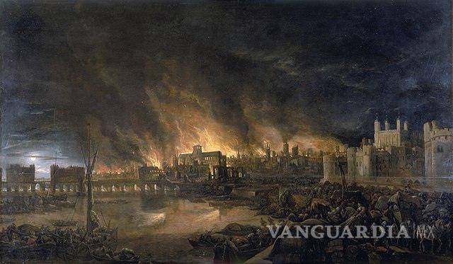 $!Imagen del incendio en Londres de 1666.