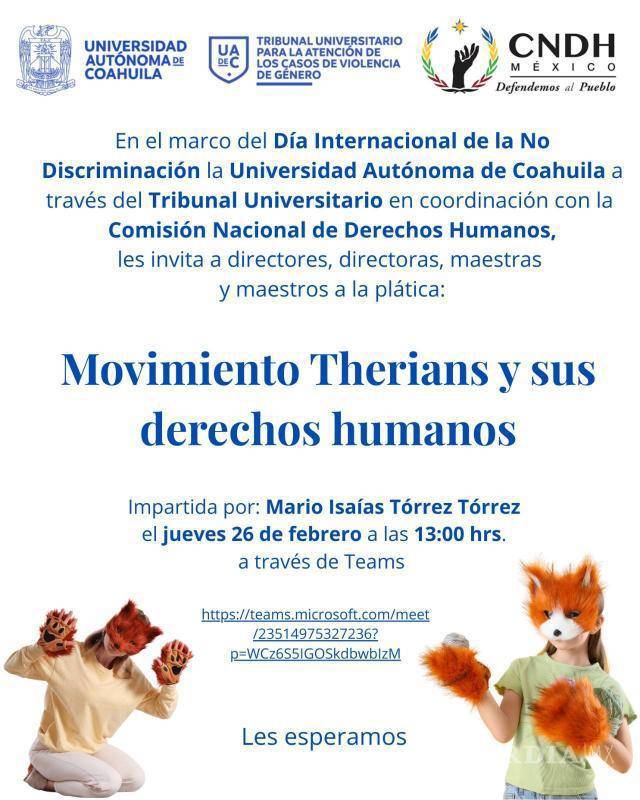 $!La UAdeC abordará el fenómeno “therian” en una plática enfocada en derechos humanos y no discriminación.