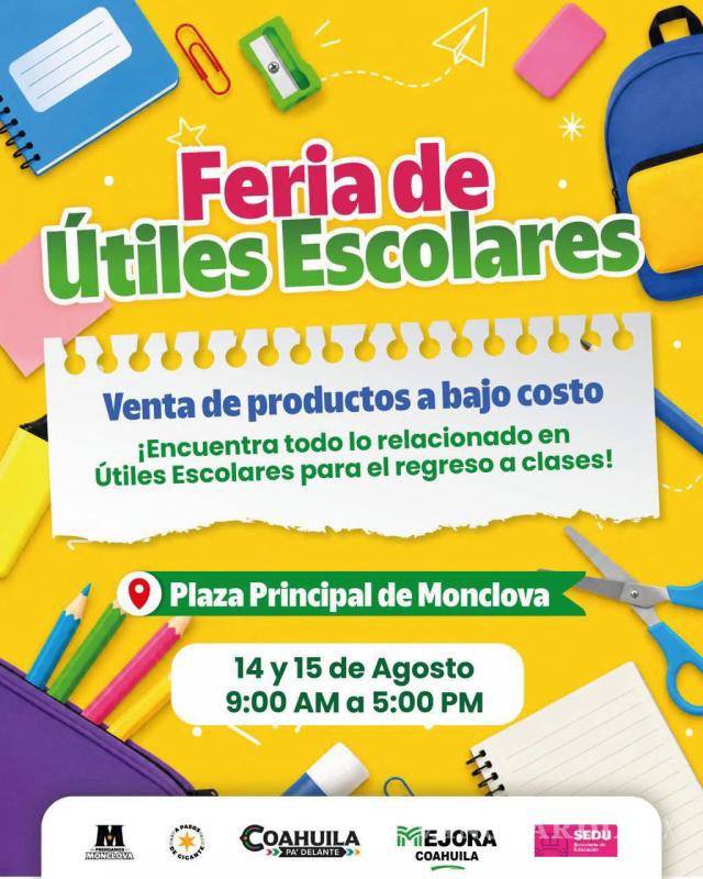 $!Pie 1:Más de 30 comerciantes participarán en la Feria de Útiles Escolares 2026 en Monclova.