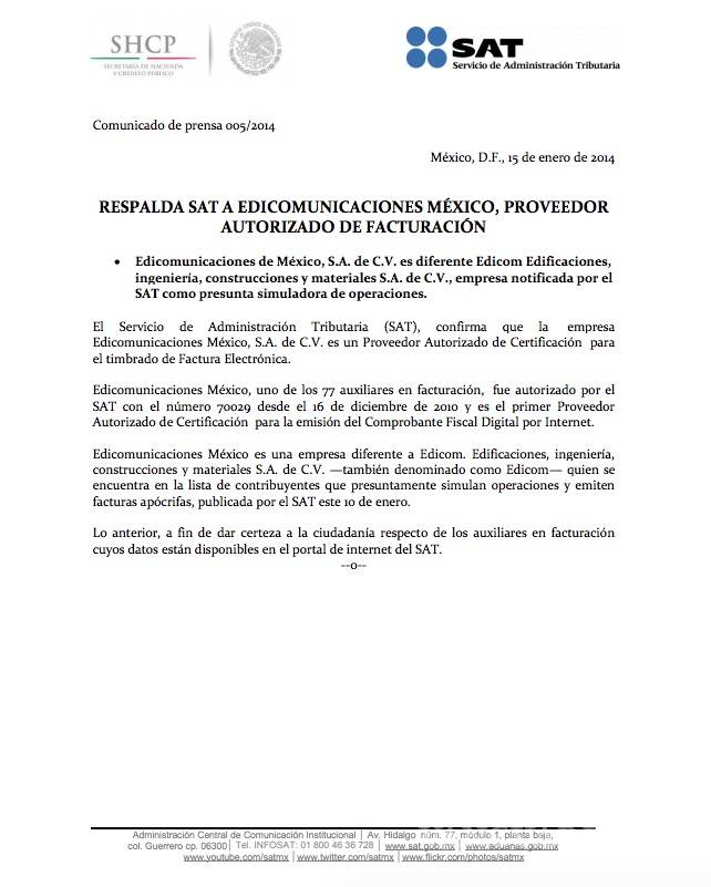 $!El SAT perdonó deudas multimillonarias a empresas fantasma ligadas a campaña de Peña Nieto