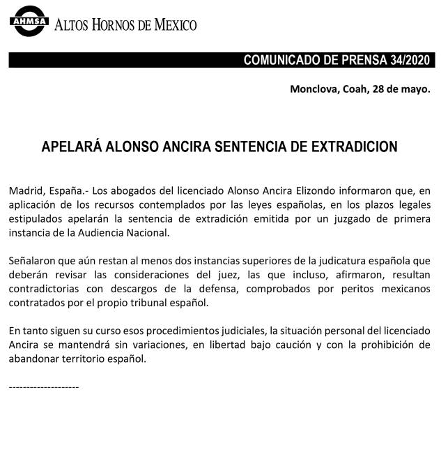 $!Avalan extradición de Alonso Ancira; a un año de su detención, da justicia española luz verde