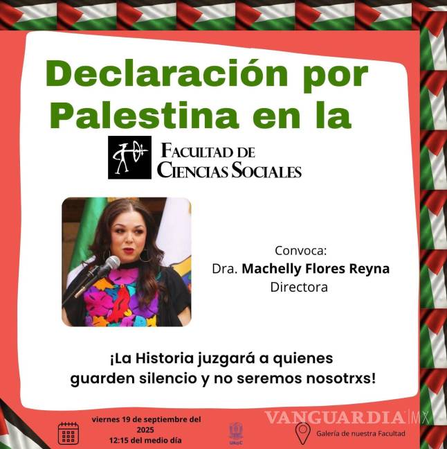 $!UAdeC: Facultad de Ciencias Sociales alza la voz por Palestina con declaratoria pública