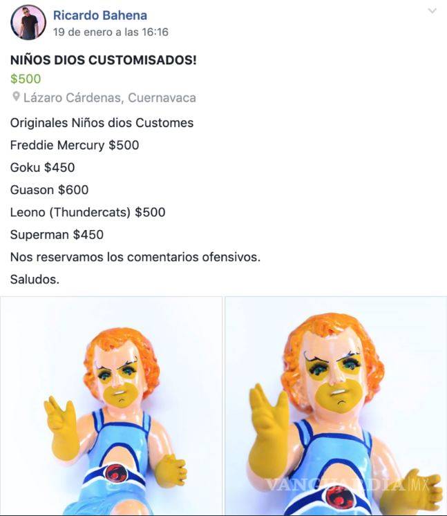 $!Venden al Niño Dios en redes sociales...¡disfrazado de Freddie Mercury, Joker y Gokú!