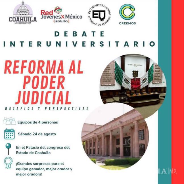 $!Miembros de la Red Jóvenes X México (Saltillo) y la sociedad de alumnos de la Facultad de Jurisprudencia organizaron el debate.