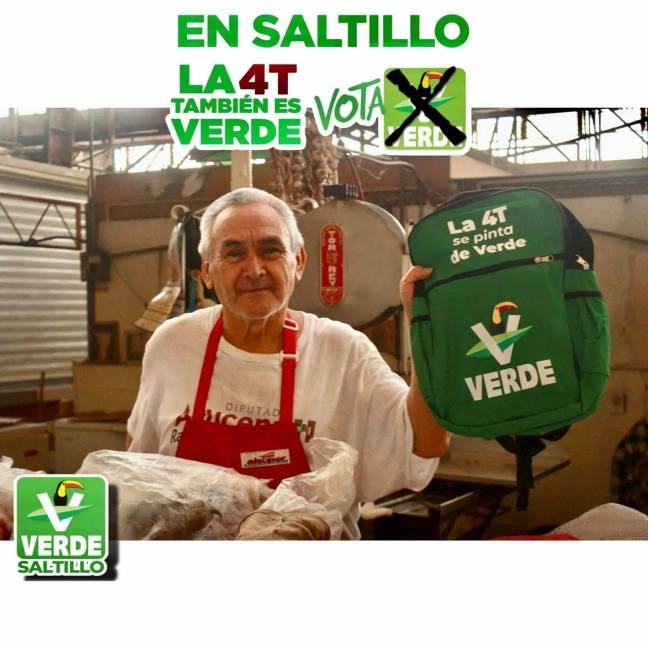 $!La cuenta de Facebook del Partido Verde en Saltillo compartió imágenes de mochilas y otros productos que entregaron en campaña.