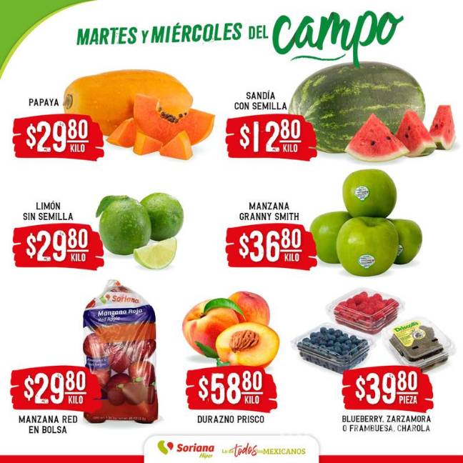 $!Ofertas del ‘Martes y Miércoles del Campo’ este 1 y 2 de julio con descuentos en frutas, verduras y carnes