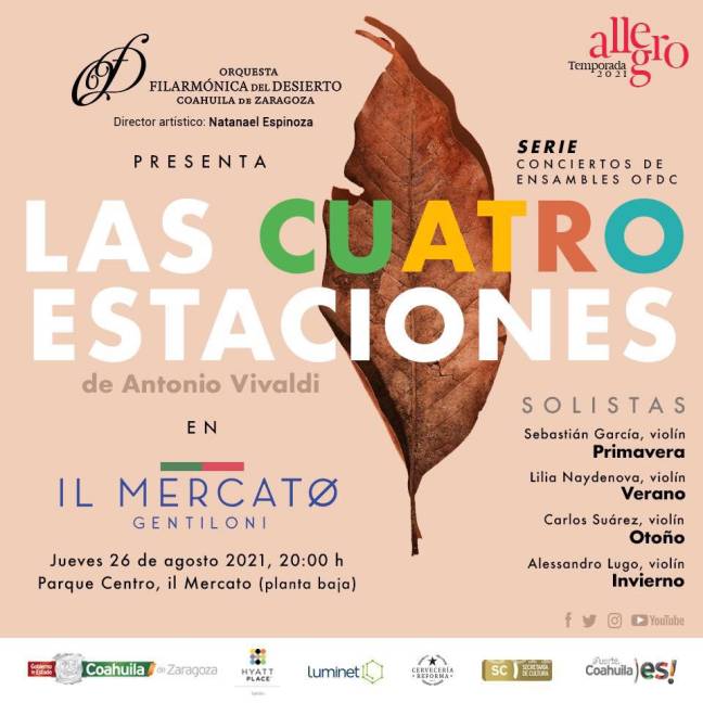 $!OFDC interpretará ‘Las 4 estaciones’ de Vivaldi en Il Mercato