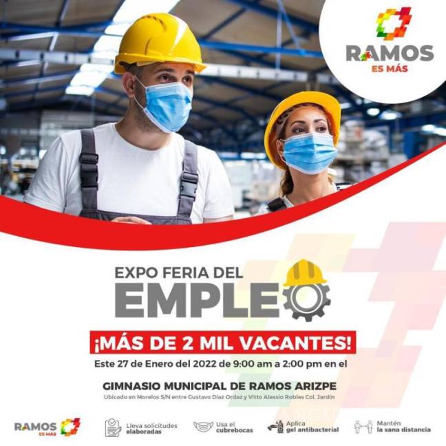 $!La cita es este 27 de enero de 9:00 am a 2:00 pm en el Gimnasio Municipal de Ramos Arizpe en la zona centro de la ciudad.